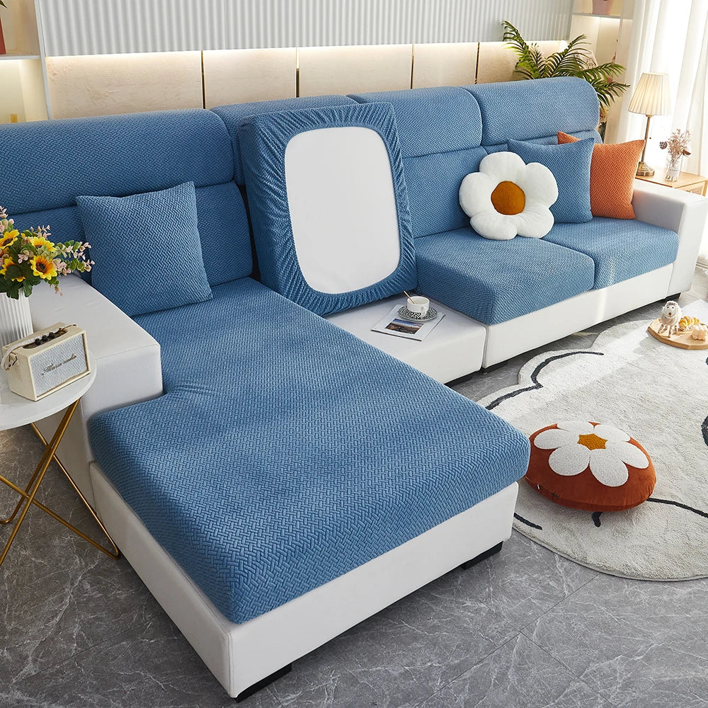 1pc Jacquard Sofa Slipcover Twill Pattern Elastic Sofa Covers Furniture Protector for Bedroom Office Living Room Home Decor