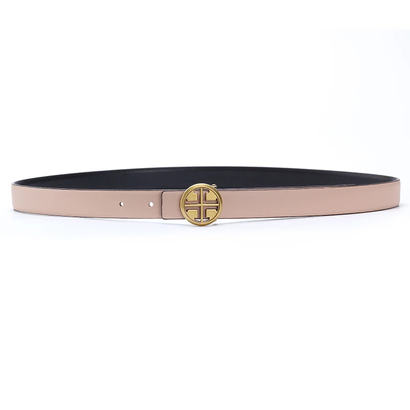 New Thin 2.5cm Women Belt Designer ladies Reversible Genuine Leather Belts For Women Female Belt Buckle for Jeans dress belt