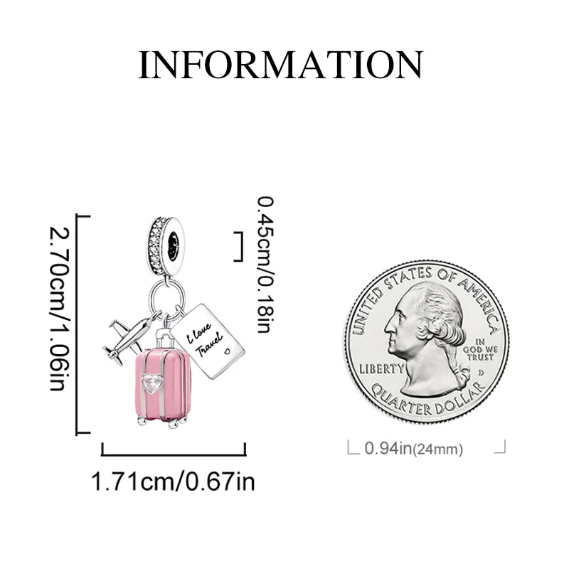 925 Sterling Silver Pendants Zircon Red Love Heart Charms Beads Fit Original Pandora Bracelet Bangles DIY Jewelry For Women