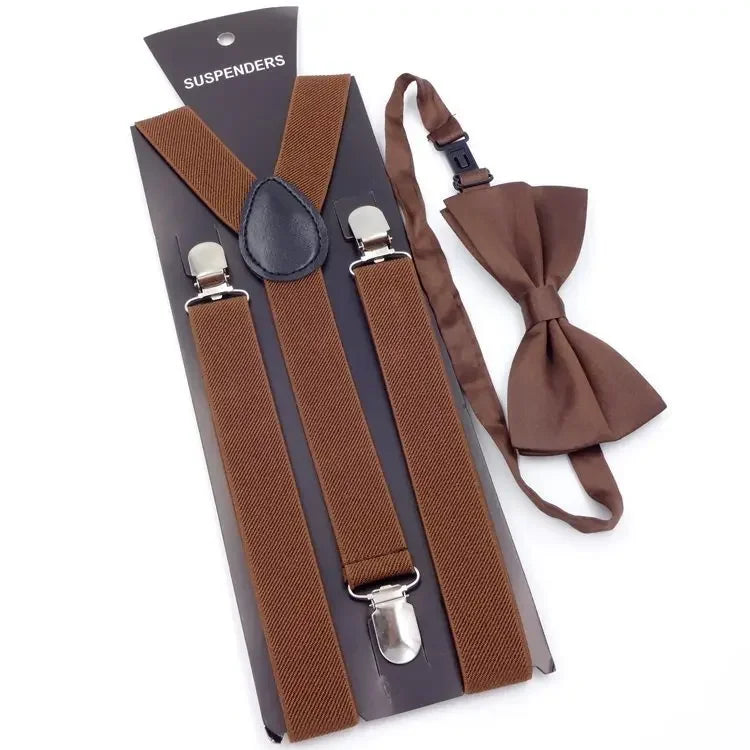 Mens Suspenders Bow Ties Set Women Braces Bowtie Y-back Adjustable Clip-on Elastic Suspender Mens Belts Straps