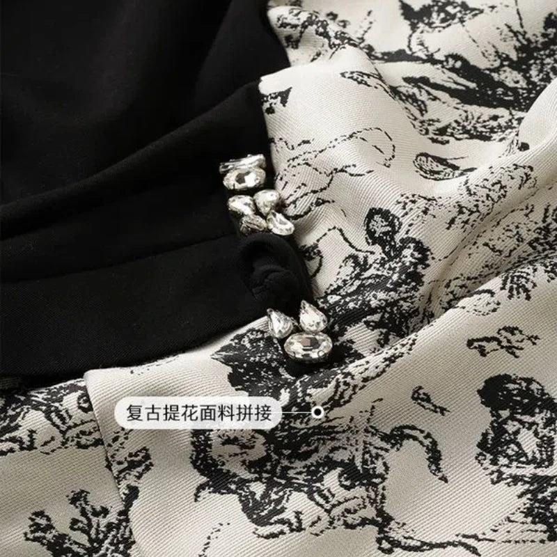 Temperament Splicing Jacquard Sweatshirts Women's High Street Autumn 2023 New Elegant Casual Style Vintage All-match Pullovers