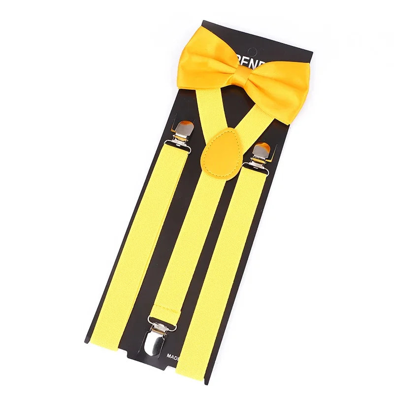 Mens Suspenders Bow Ties Set Women Braces Bowtie Y-back Adjustable Clip-on Elastic Suspender Mens Belts Straps