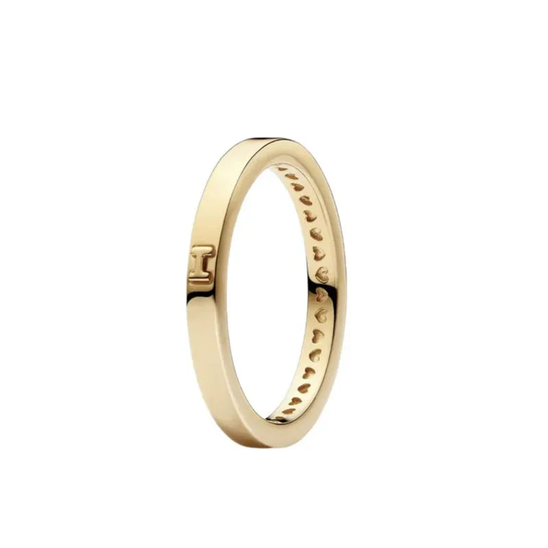 2024 New Gold Plated 925 Silver Ring Zircon Sparkling Double Band Heart Finger Ring Women Original Pandor Ring Fine Jewelry