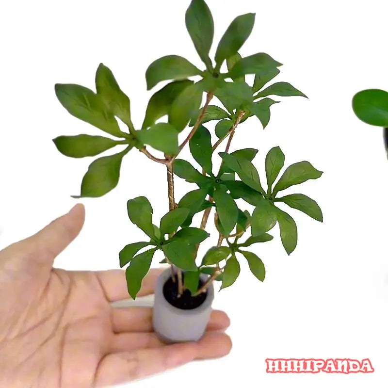 1/6 Dollhouse Miniature Mini Tree Potted For Green Leafed Plant In Pot Doll House Home Garden Decor Simulation Potted Plants