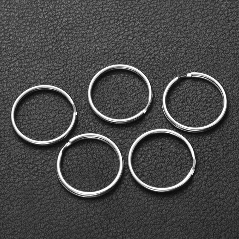 20/100pcs Metal Blank Keyring Keychain Split Rings Keyfob Key Rings Lobster Clasp Key Chain Key Pendant Stainless Steel Rings