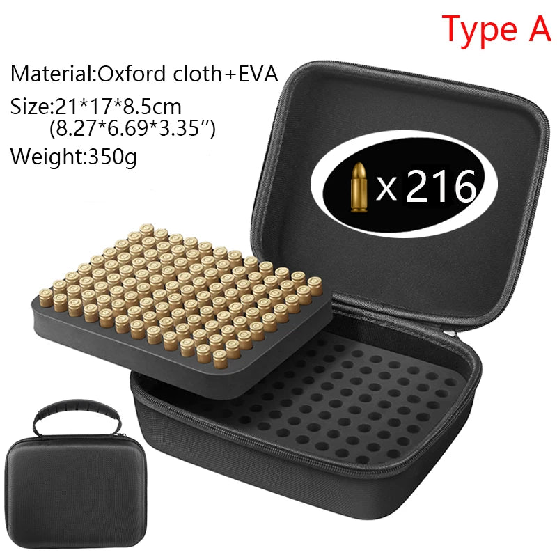 9mm Ammo Box 50/99/216 Rounds Ammunition Storage Bag Bullet Holder Pistol Cartridge Case Outdoor Shooting Hunting Accessories