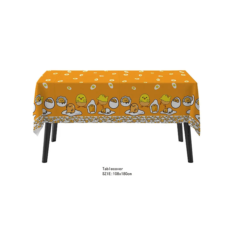 Gudetama An Eggcellent Adventure Theme Disposable Party Decoration Supplie Banner Tablecloth Napkin Kids Toy Packing Baby Shower