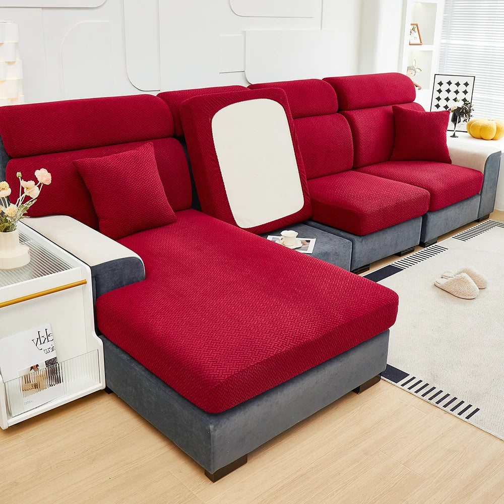 1pc Jacquard Sofa Slipcover Twill Pattern Elastic Sofa Covers Furniture Protector for Bedroom Office Living Room Home Decor