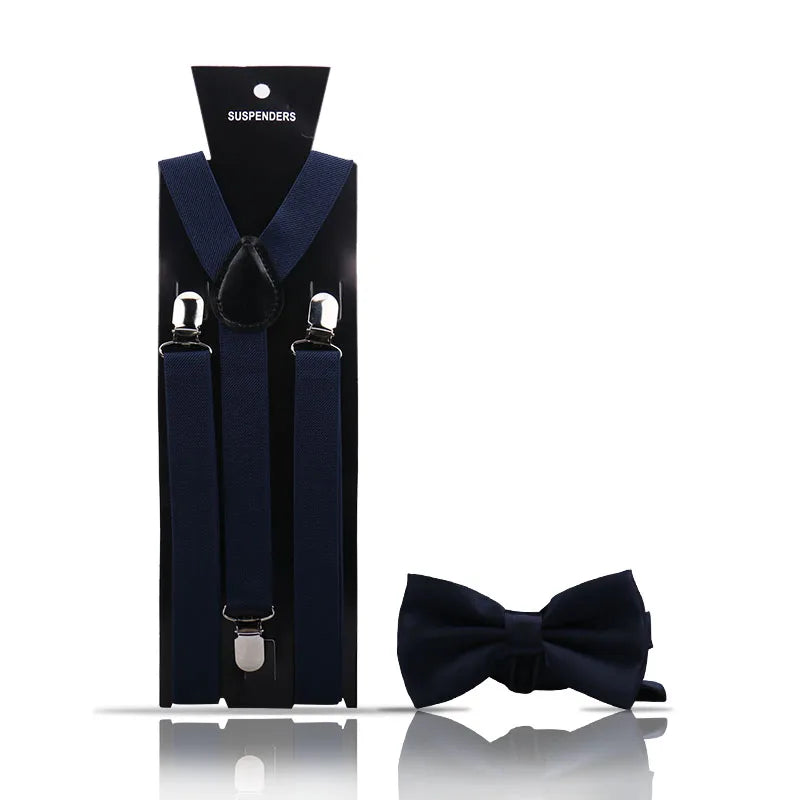 Elegant Fashion Men's Adult Suspenders And Bow Tie Two Piece Set Gentleman Suit Occessories Wedding Business Party Gifts For Men