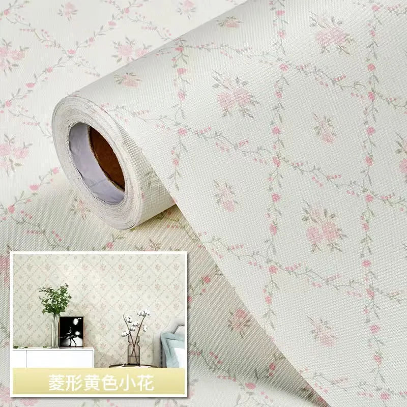 Wallpaper Self-adhesive Moisture-proof Pastoral Flower Living Room Bedroom Waterproof Erasable Wall Sticker Home Decoration