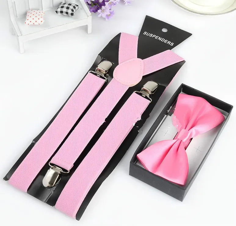 Mens Suspenders Bow Ties Set Women Braces Bowtie Y-back Adjustable Clip-on Elastic Suspender Mens Belts Straps