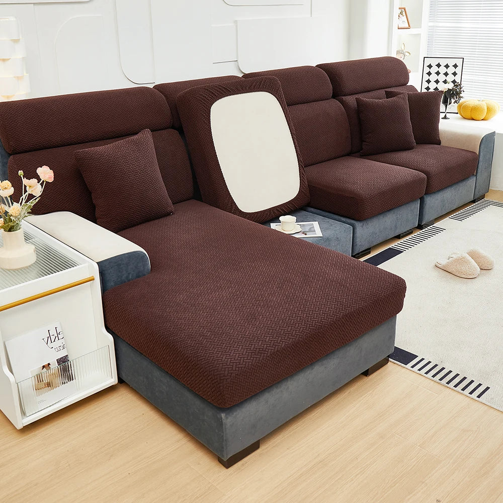 1pc Jacquard Sofa Slipcover Twill Pattern Elastic Sofa Covers Furniture Protector for Bedroom Office Living Room Home Decor