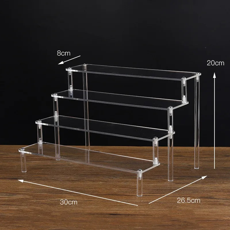 1-5 Tier Acrylic Display Stand Clear Display Riser Rack for Cupcake Perfume Doll Décor Organizer Amiibo Funko POP Figures DC05