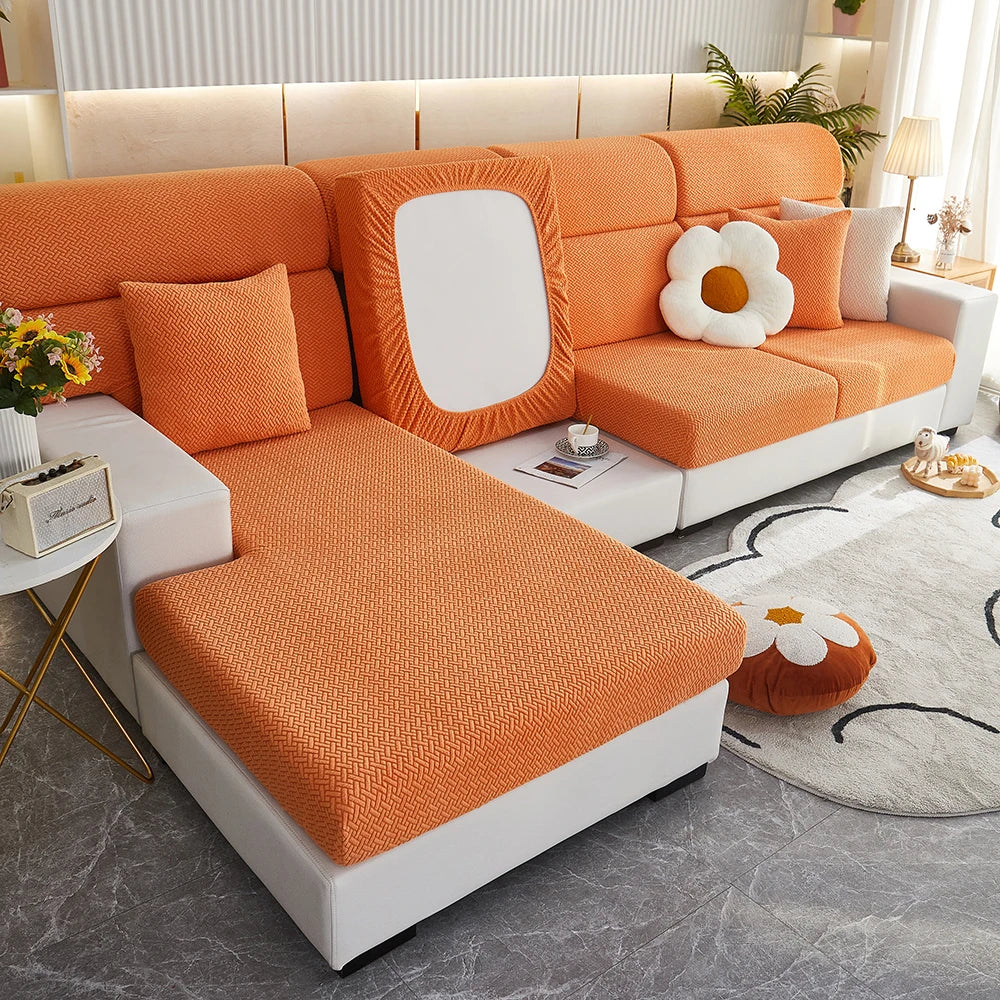 1pc Jacquard Sofa Slipcover Twill Pattern Elastic Sofa Covers Furniture Protector for Bedroom Office Living Room Home Decor