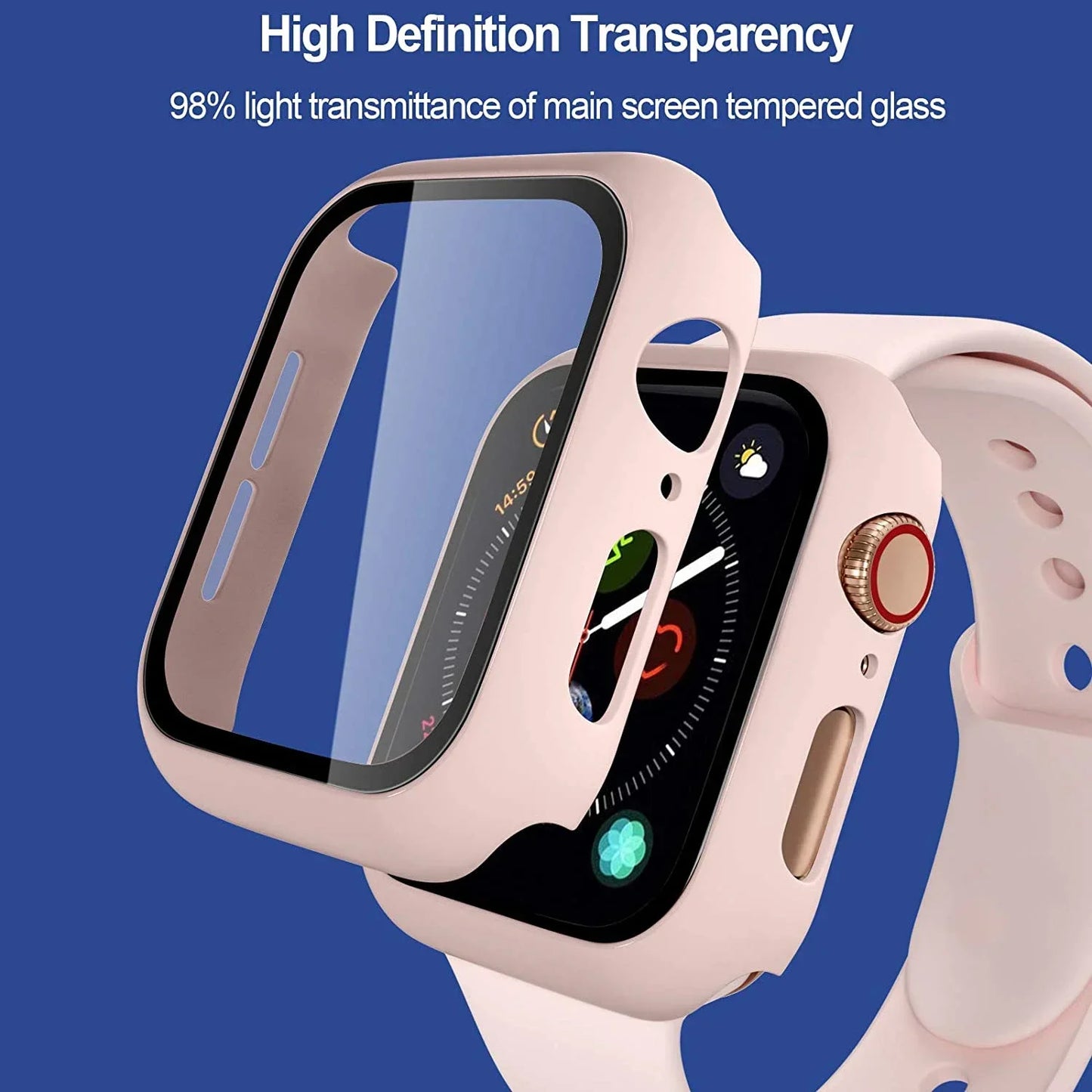 Glass+Case+Strap for Apple Watch Band 42mm 44mm 41mm 40mm 38mm 45mm 49mm Screen Protectors for Apple IWatch Series 8 7 6 SE 5 4