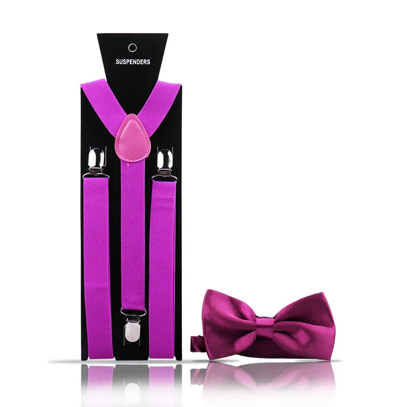 Elegant Fashion Men's Adult Suspenders And Bow Tie Two Piece Set Gentleman Suit Occessories Wedding Business Party Gifts For Men