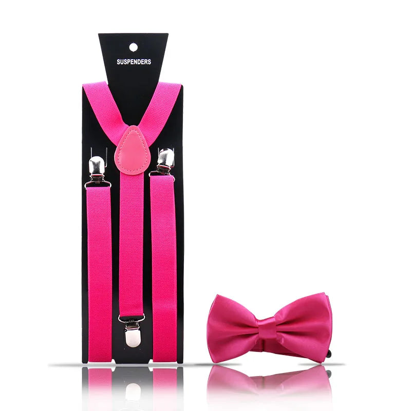 Elegant Fashion Men's Adult Suspenders And Bow Tie Two Piece Set Gentleman Suit Occessories Wedding Business Party Gifts For Men