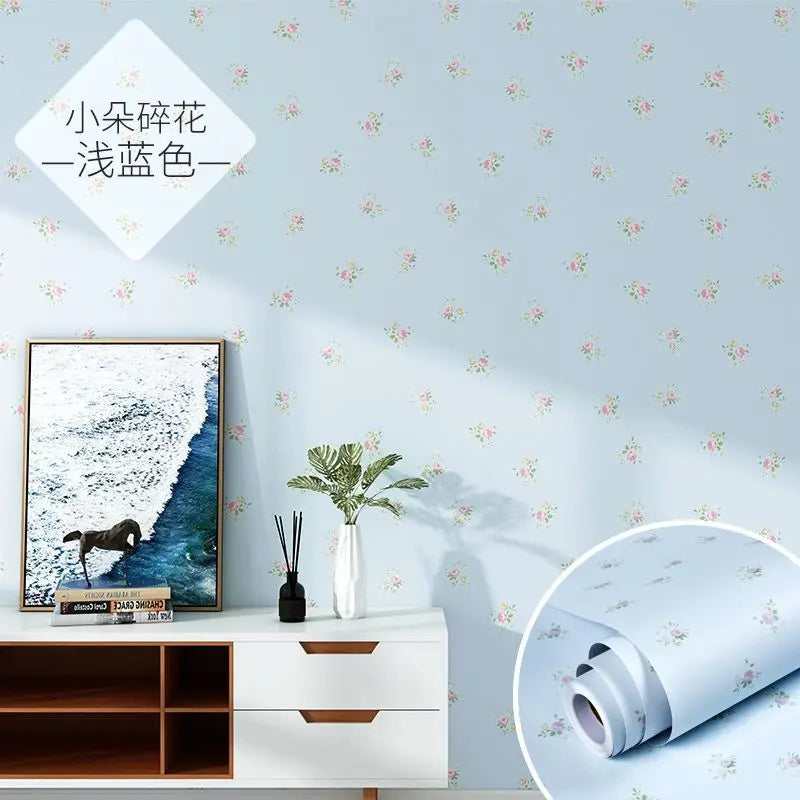 Wallpaper Self-adhesive Moisture-proof Pastoral Flower Living Room Bedroom Waterproof Erasable Wall Sticker Home Decoration