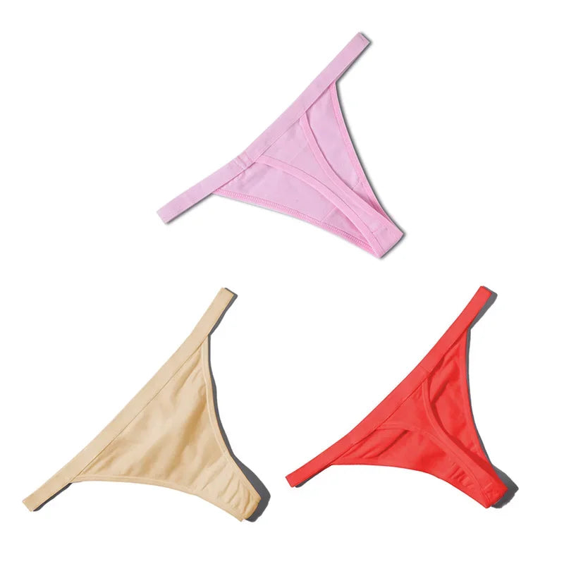 3Pcs Sexy Cotton Thongs Low Waist Seamless Female Comfortable Lingere Underpants Breathable Underwear Women G String