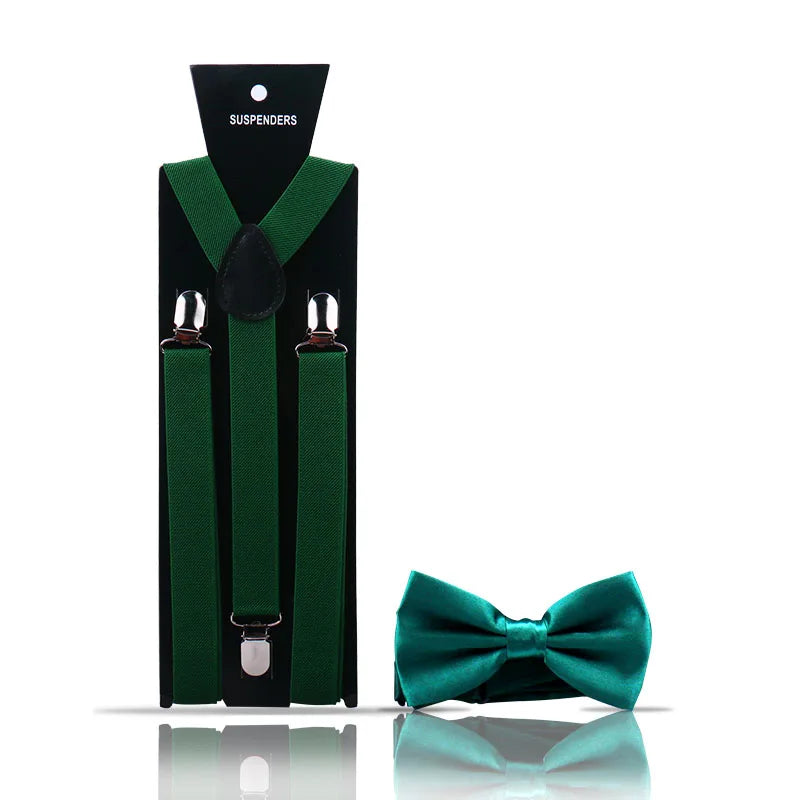 Elegant Fashion Men's Adult Suspenders And Bow Tie Two Piece Set Gentleman Suit Occessories Wedding Business Party Gifts For Men