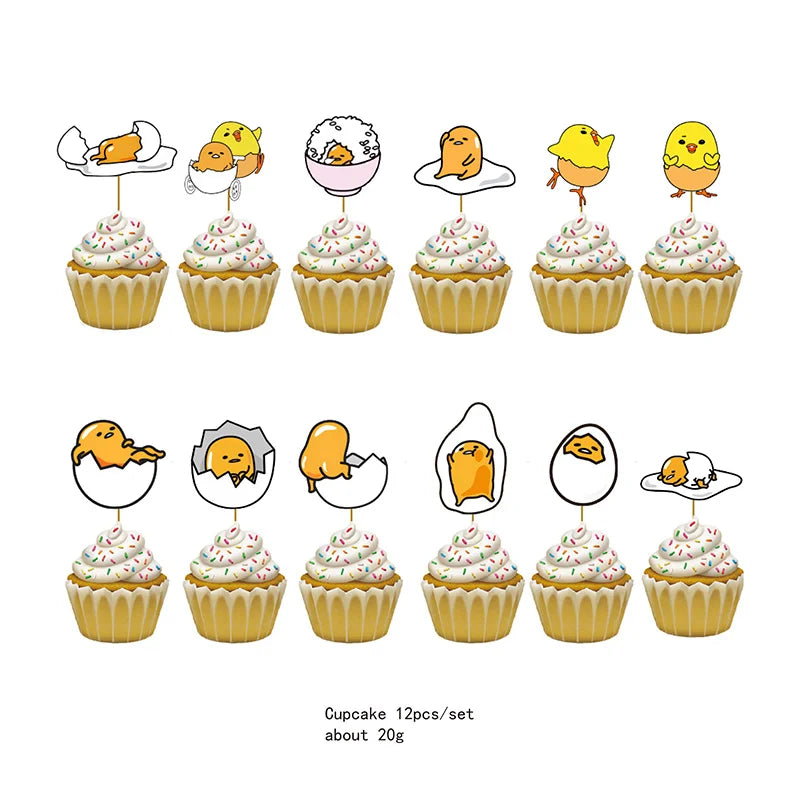 Gudetama An Eggcellent Adventure Theme Disposable Party Decoration Supplie Banner Tablecloth Napkin Kids Toy Packing Baby Shower