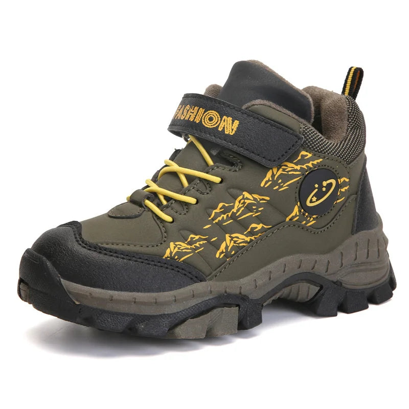2023 New Winter Camp Boys Mountain Climbing Shoes Fashion Kids Teenage Hook & Loop Children Sport Shoe