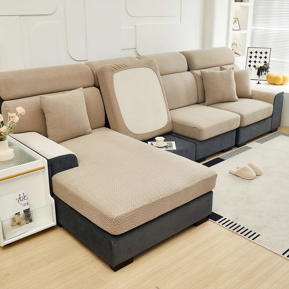 1pc Jacquard Sofa Slipcover Twill Pattern Elastic Sofa Covers Furniture Protector for Bedroom Office Living Room Home Decor