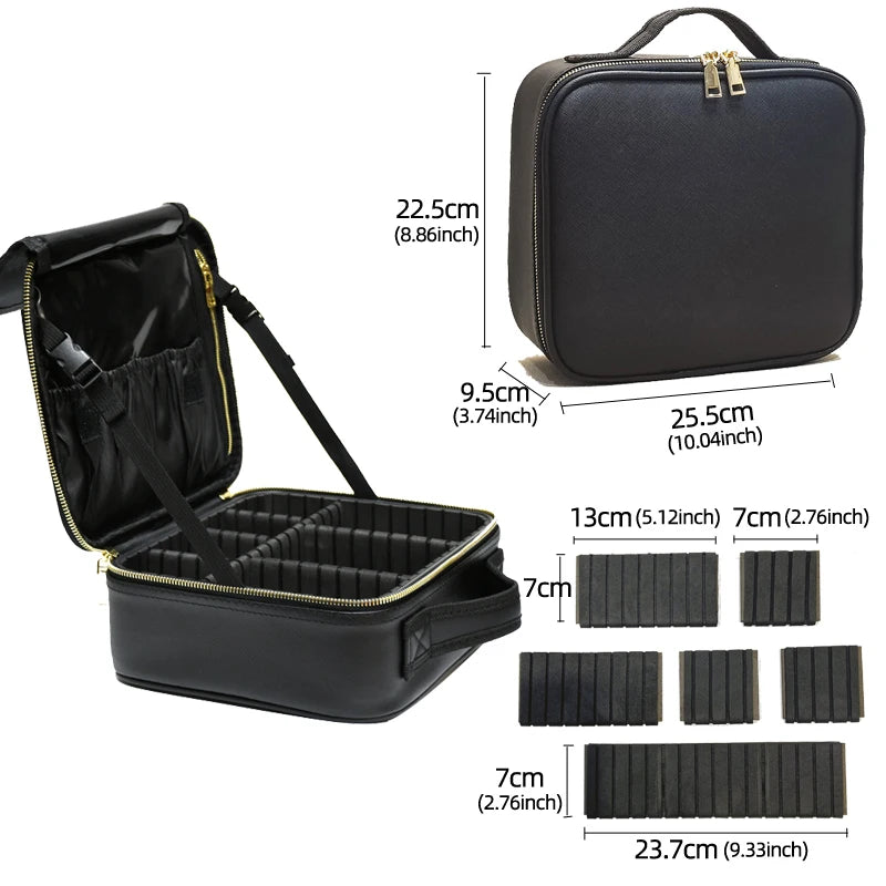 New PU Leather Cosmetic Bag For Women Multi-Functional Portable Travel Storage Makeup Case